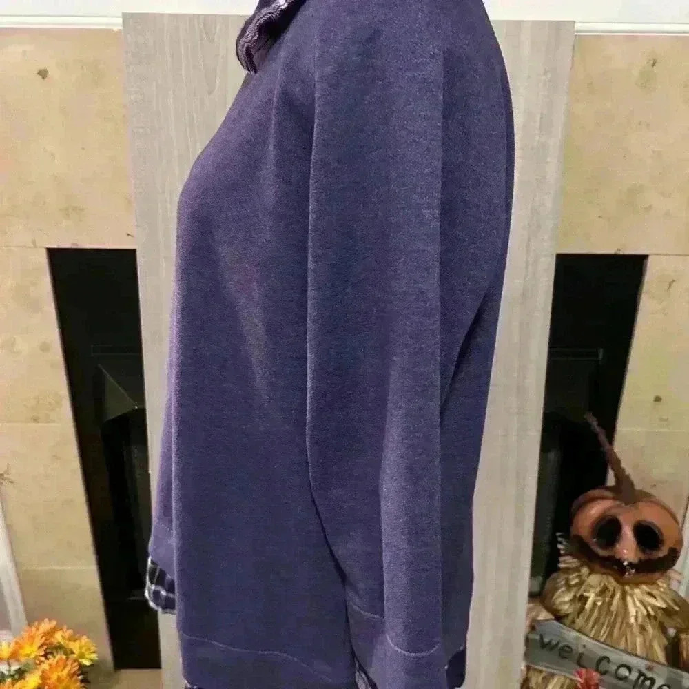 Metropolitan Women’s Sweatshirt with plaid flannel Accents. Large. Preowned. - Picture 2 of 5